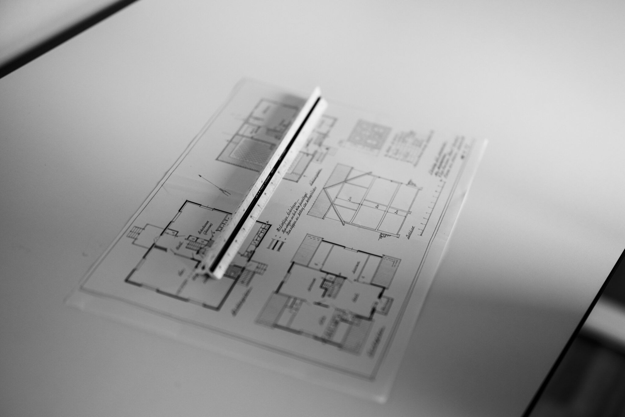 Svartvit bild på en bygglovsritning